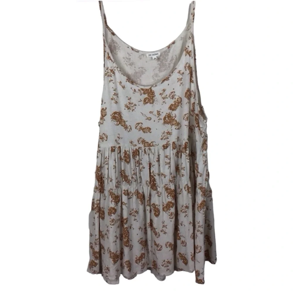 En Creme Floral Tiered Tunic Top (Size: Small) - Picture 2 of 8